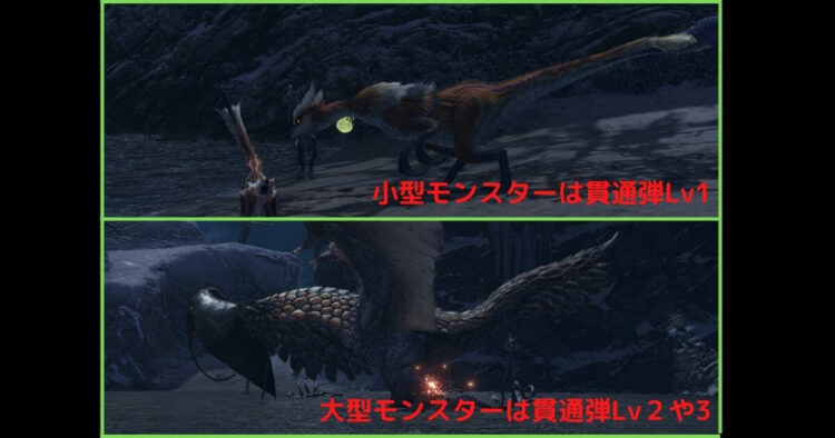 大型モンスターと小型モンスターの比較